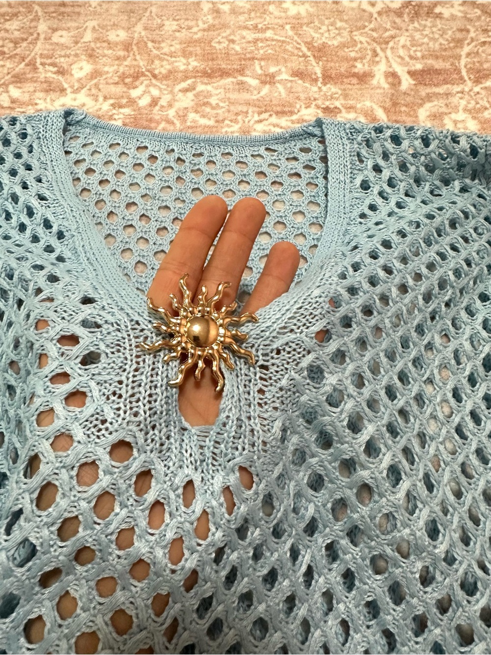NWT 🐚 Crochet Cover Up With Golden Sun - Picture 8 of 13